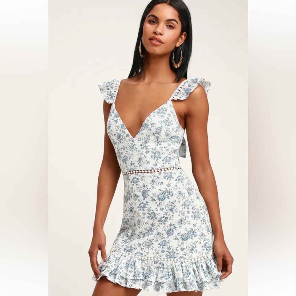 MINKPINK Blue Floral Mini Dress